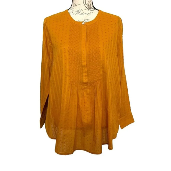 J. Jill Swiss Dot Popover Peasant Top Size Small Petite Lightweight oversized - Picture 2 of 8